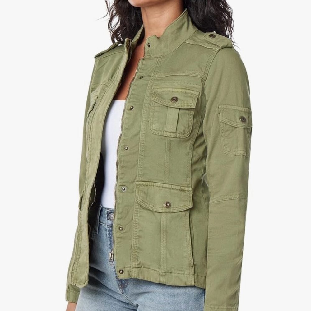 KENSIE JEANS Lightweight Zip-Up Barn Jacket for Fall and Spring, Olive - Picture 2 of 5